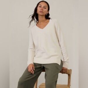 Athleta Cream V-Neck Sweater